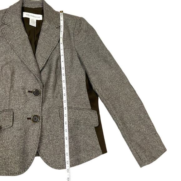 Liz Claiborne Blazer Jacket Brown Elbow Patch Wool Blend Women's S Dark Academia - Picture 5 of 16